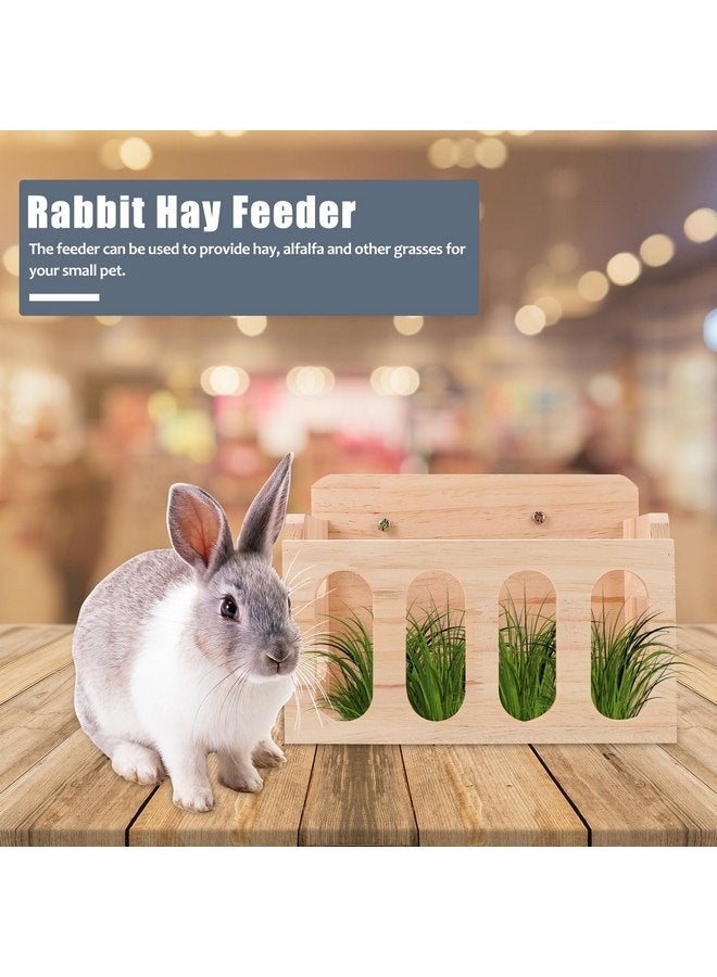 balacoo Rabbit Feeder Bunny Food Manger Wooden Manger Rack Grass Holder Cage Feeder Pet Supplies for Guinea Pig Chinchilla Hamster 23. 5X14X17. 5CM - Image 2