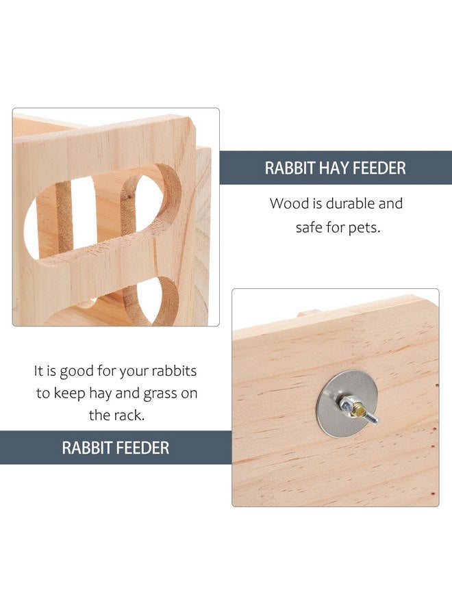 balacoo Rabbit Feeder Bunny Food Manger Wooden Manger Rack Grass Holder Cage Feeder Pet Supplies for Guinea Pig Chinchilla Hamster 23. 5X14X17. 5CM - Image 3