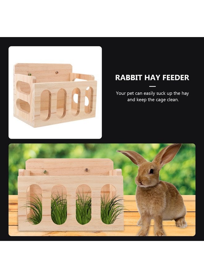 balacoo Rabbit Feeder Bunny Food Manger Wooden Manger Rack Grass Holder Cage Feeder Pet Supplies for Guinea Pig Chinchilla Hamster 23. 5X14X17. 5CM - Image 5