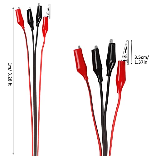 Romeda 4 Groups 1M Alligator Clips Electrical, Insulated Test Leads with Alligator Clips, Stamping Double-ended Jumper Wires for Electrical Testing, Circuit Connection, Experiment (Red & Black) - Image 2