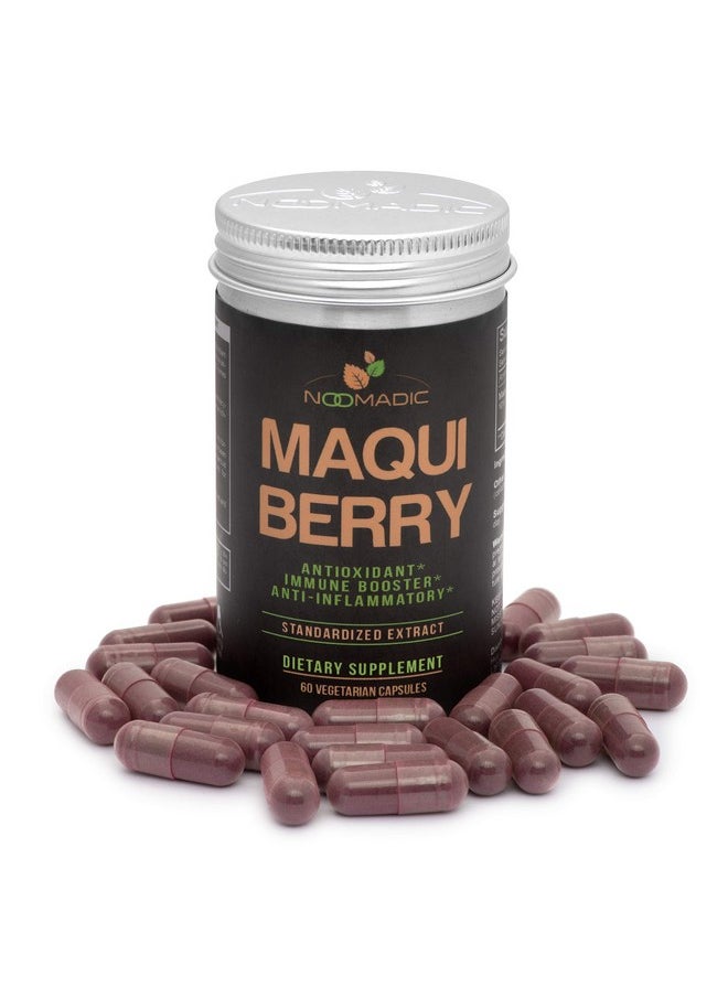 Noomadic - Maqui Berry 60 Capsules ; 500Mg Each Antioxidant (High Orac) Immune System Support Supports Dry Eyes (Supports Tear Production) Standardized Extract (10% Anthocyanins) - Image 1