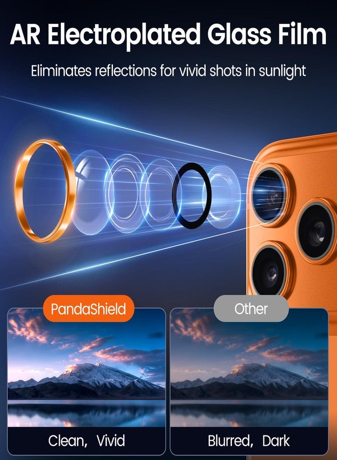 PandaShield 2-Pack Anti-Reflection Camera Lens Protector for iPhone 17/16/15 Pro & Pro Max, Easy Installation, Anti-Scratch,9H Hardness,98% Ultra Clarity,Maintains Original Lens Design - Cosmic Orange - Image 5