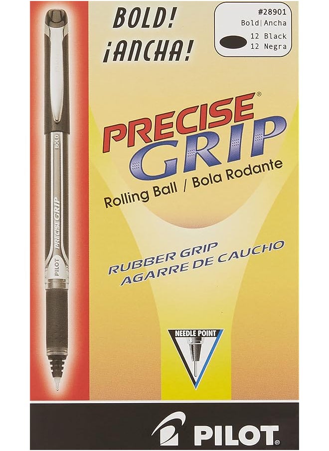 PILOT Precise Grip Liquid Ink Rolling Ball Stick Pens Bold Point 1 Mm Black Pack Of 12  - Image 4