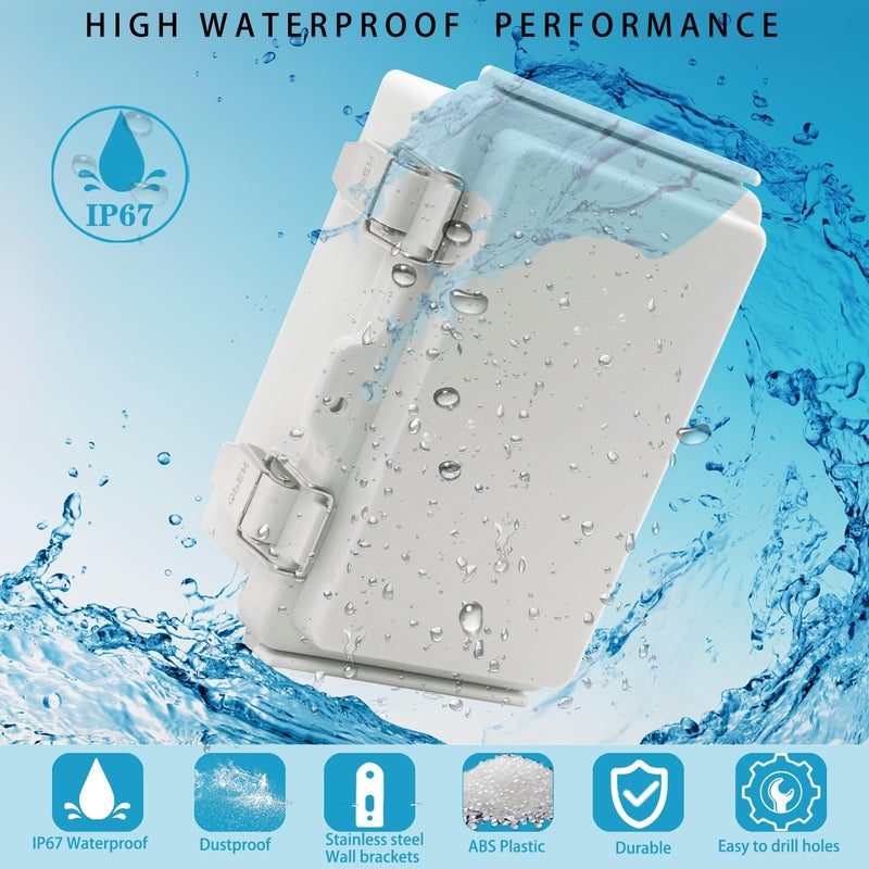 YETLEBOX Waterproof Electrical Box Junction Box Weatherproof IP67 ABS Plastic Enclosure Switch Router Project Box Electronics Enclosure with Mounting Plate Wall Bracket Grey 5.9"x3.9"x2.8" - Image 2