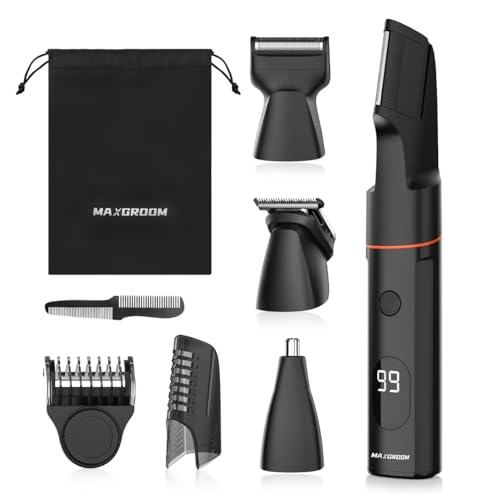 MAXGROOM Manscape Body Hair Trimmer for Men Waterproof Pubic Groin  Ball Shaver NoNick Mens Grooming Kit with LED Display TypeC USB Rechargeable Guide Comb  Travel Lock