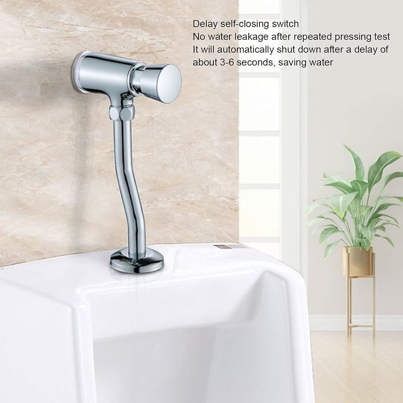 klarako Urinal Flush Valve, G1/2 Water Saving Manual Flush Valve Copper Urinal Flush Valve Set Wall Mounted Hand Press Flushing Urinal Flushing Tool for Bathroom Toilet - Image 3