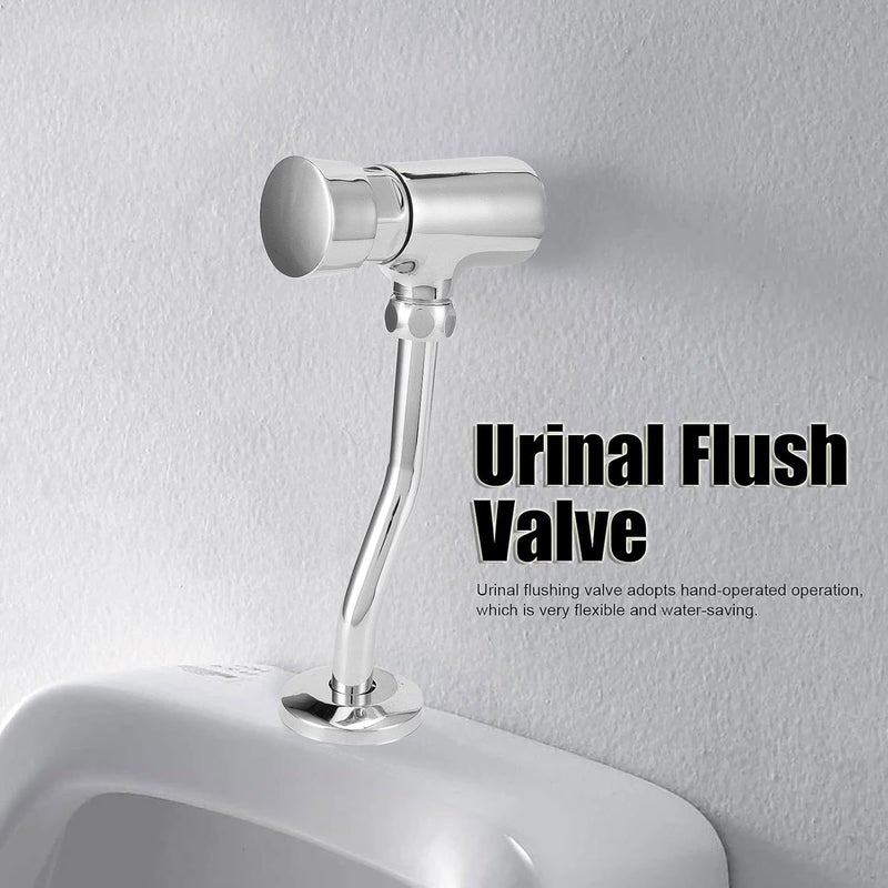klarako Urinal Flush Valve, G1/2 Water Saving Manual Flush Valve Copper Urinal Flush Valve Set Wall Mounted Hand Press Flushing Urinal Flushing Tool for Bathroom Toilet - Image 4