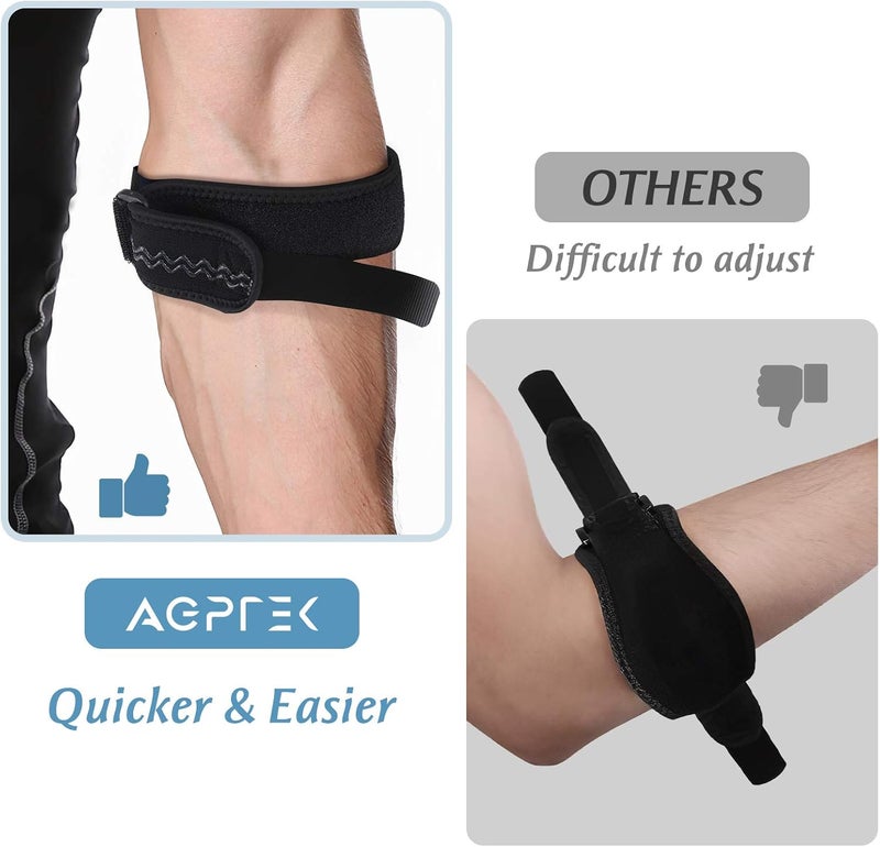 AGPtek Elbow Brace for Tendonitis and Tennis Elbow 2 Pack, Tennis Golfers Elbow Support Arm Band Pain Relief Elbow Wrap Weightlifting Elbow Strap with Compression Pad for Men & Women, Grey - Image 2