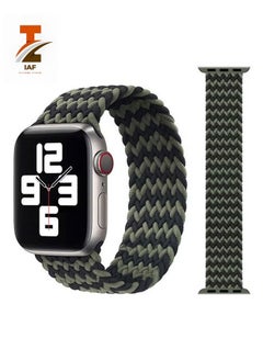 Replacement Braided Solo Loop Apple Watch Band for 41/40/38 mm Medium Black/Green