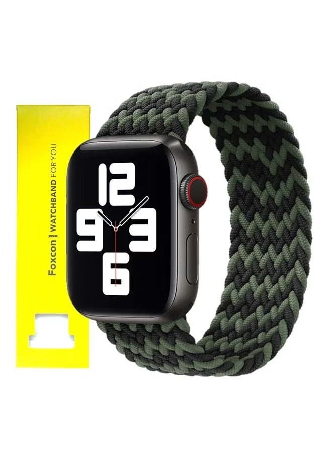IAF - Replacement Braided Solo Loop Apple Watch Band for 41/40/38 mm Medium Black/Green - Image 1