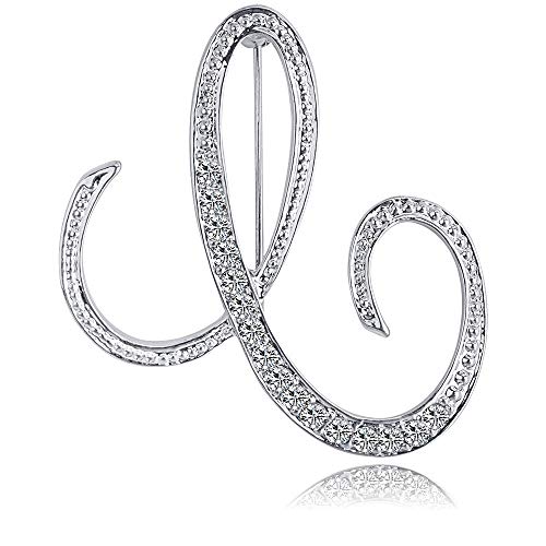 ETHOON Letter Brooch Pins Initial Rhinestone Brooch for Women Crafts Silvery C - Image 1