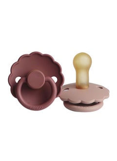 FRIGG Daisy Latex Baby Pacifier, 6-18 Months, Pack of 2, Size 2 - Blush/Woodchuck  - Image 1