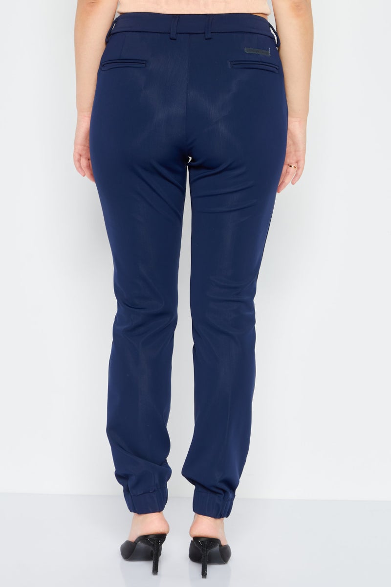 Scuderia Ferrari Women Slim Fit Solid Sweatpants, Navy - Image 4