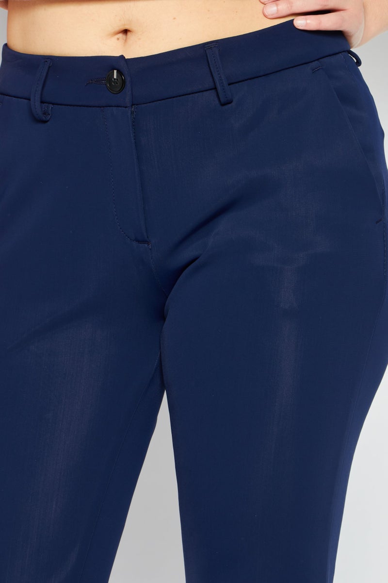 Scuderia Ferrari Women Slim Fit Solid Sweatpants, Navy - Image 3