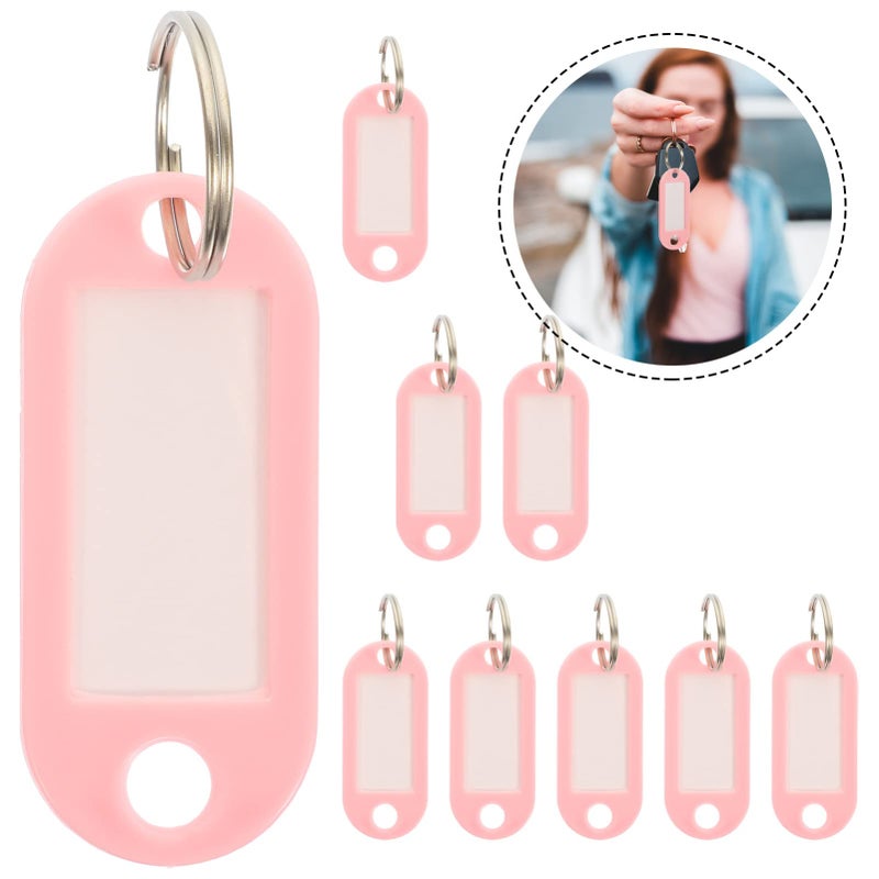 Pink Color Coded Luggage Key Tags 15pcs Flexible Key Ring Labels with Window for Easy Identification - Image 4