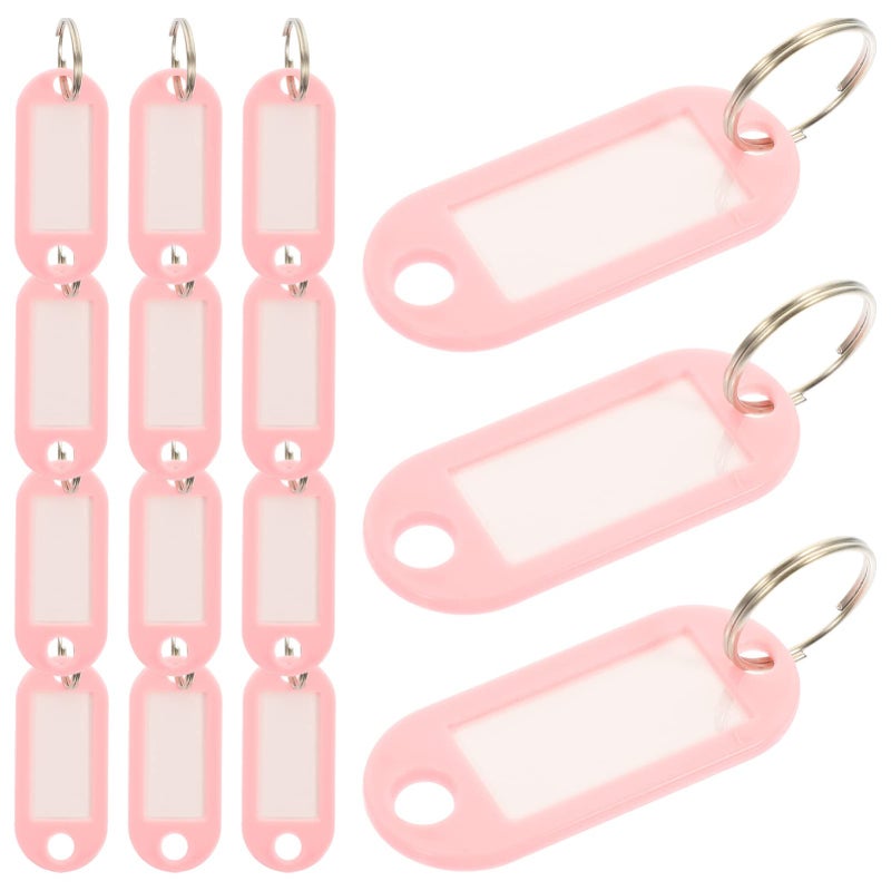 Pink Color Coded Luggage Key Tags 15pcs Flexible Key Ring Labels with Window for Easy Identification - Image 2