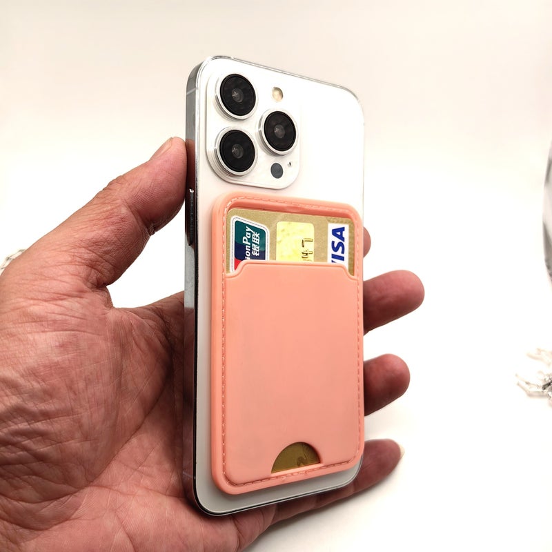 Adhesive Phone Card Holder For Back Of Phone Orange Carrying Case For Credit Cards ID And More Smartphone Compatible Men Women - Image 4