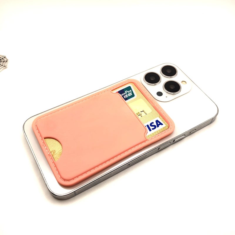 Adhesive Phone Card Holder For Back Of Phone Orange Carrying Case For Credit Cards ID And More Smartphone Compatible Men Women - Image 5