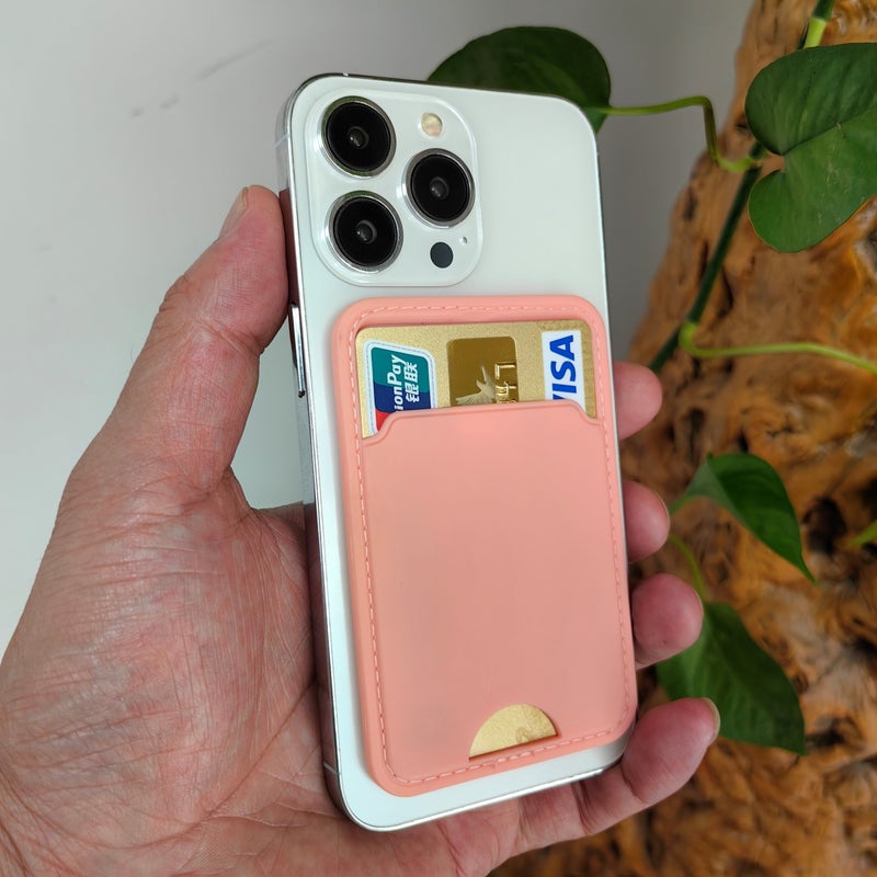 Adhesive Phone Card Holder For Back Of Phone Orange Carrying Case For Credit Cards ID And More Smartphone Compatible Men Women - Image 3