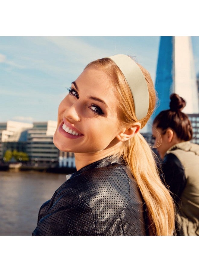 Loquat White Black Headbands For Women Girls 1.6 Inch Satin Wide Headband Head Bands For Women'S Hair Women Fashion Hair Bands Cosplay  Costumes Hair Accessories Gifts For Mothers Sisters - Image 3