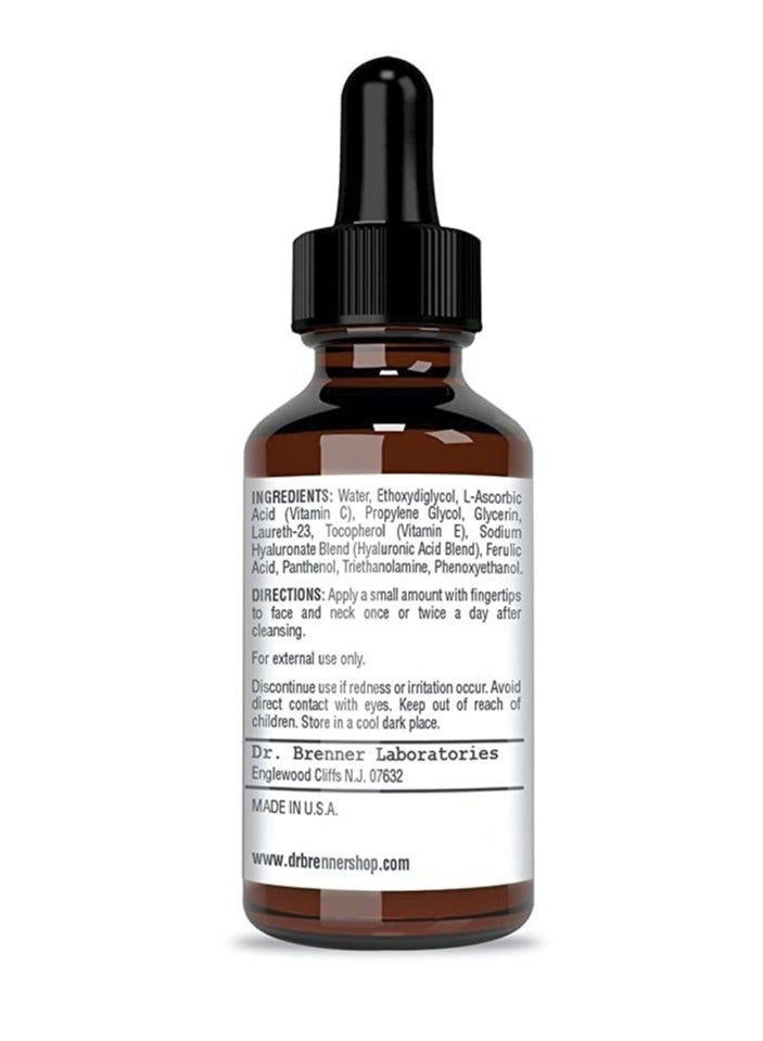 Dr Brenner Vitamin C Serum 20% Pure L-Ascorbic Acid, Ferulic Acid, Vitamin E and Hyaluronic Acid for Face and Eyes Natural Anti Aging Anti Wrinkle 1oz. by Dr. Brenner  - Image 2