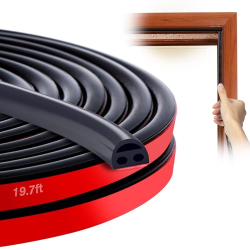 SUNMON Silicone Weather Stripping - 19.7 Feet Door Seal for Soundproofing, Self-Adhesive Backing, Abrasion Resistant, for Doors & Windows (Black) - Image 1
