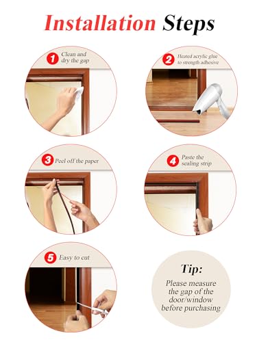 SUNMON Silicone Weather Stripping - 19.7 Feet Door Seal for Soundproofing, Self-Adhesive Backing, Abrasion Resistant, for Doors & Windows (Black) - Image 4