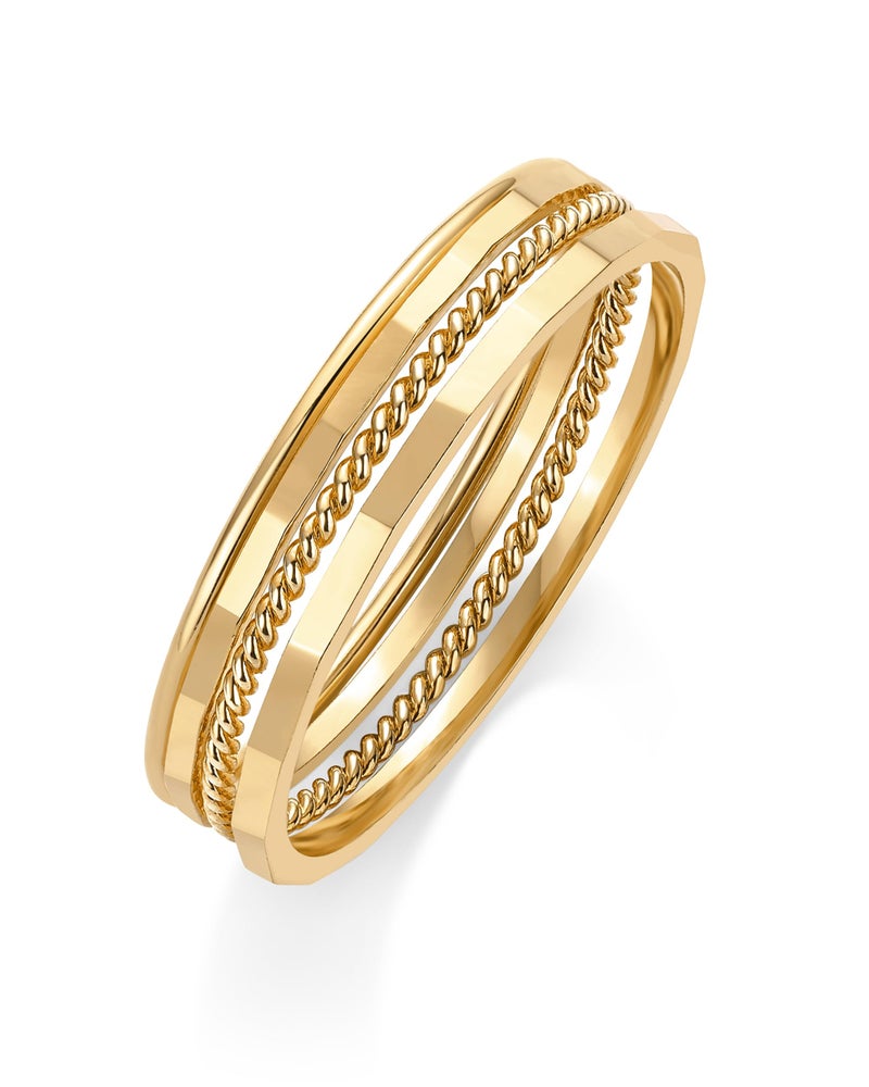 PAVOI 14K Gold Plated Four Pieces Thin Rings Set for Women | 4 Dainty Stacking Rings Pack | Minimalist Stackable Bands (Yellow Gold, 7) - Image 1