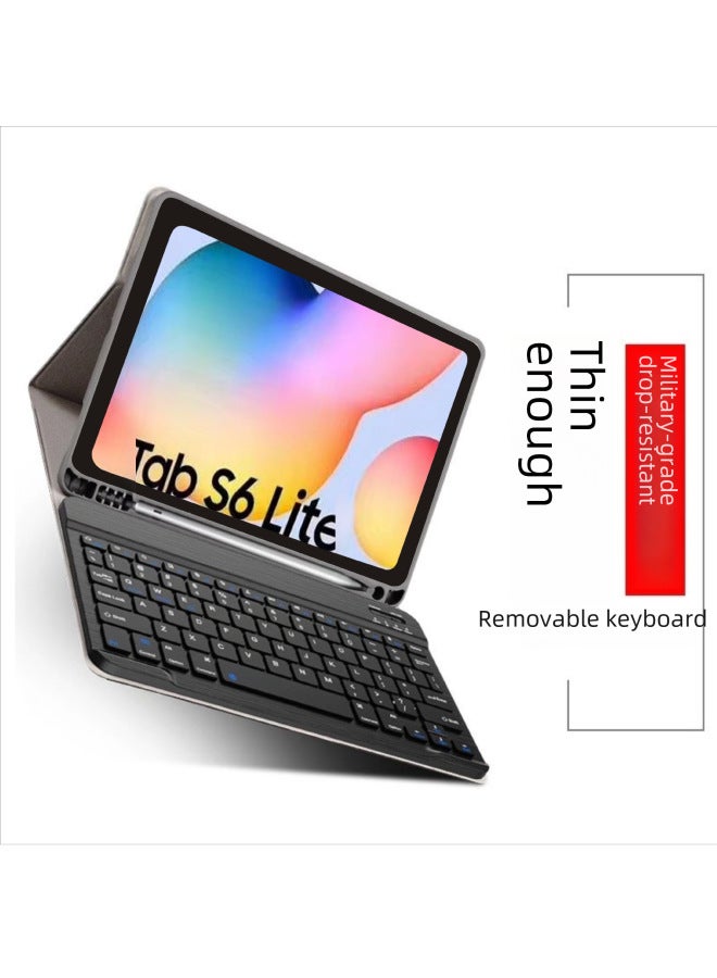 Digital Computer/tablet Protective Case Tablet Cover Shockproof Waterproof Dustproof-Color:Dark Blue Leather Case + Black Round Key Cap Keyboard + Charging Bluetooth Mouse-Applicable Model:Samsung-S6 Lite 2024 - Image 5