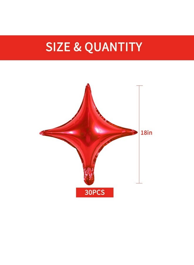 بيشيدا بالون مايلر على شكل نجمة مقاس 18 بوصة - 30 قطعة من بالونات النجوم ذات الزوايا الأربع الحمراء لحفل استقبال الطفل أو الكشف عن جنس الطفل أو حفل الزفاف أو عيد الميلاد أو ديكور حفلات الخطوبة - Image 2