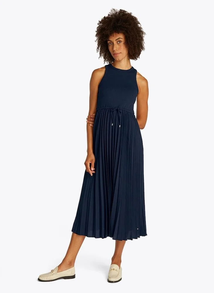 TOMMY HILFIGER Pleated Ribbed Dress