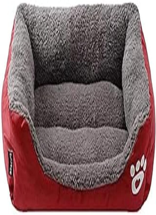 Generic Self Warming Orthopedic Lambs Wool Rectangle Shape Bed for Pet Dog Cat, Red 