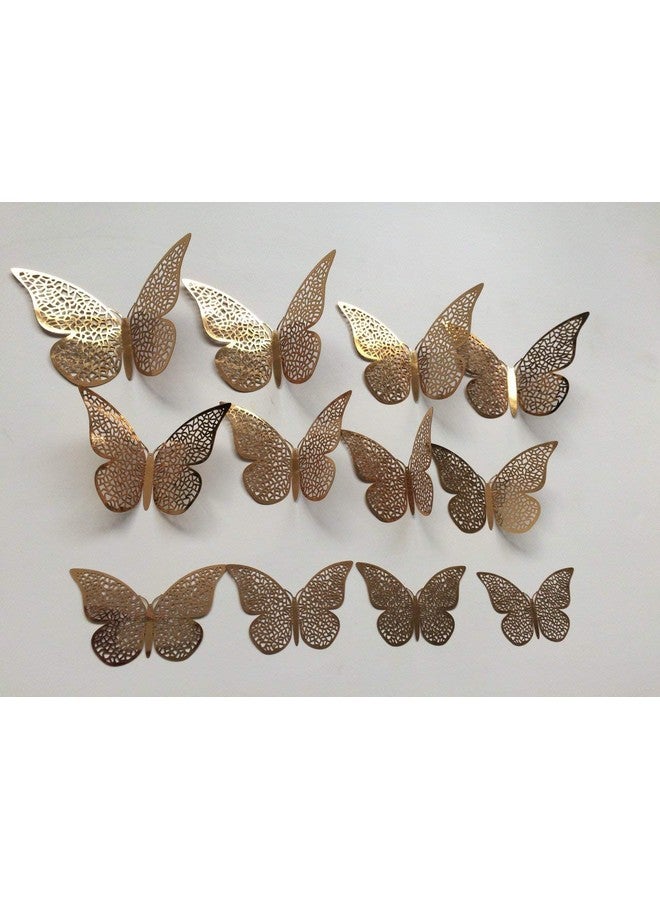 Xtore® 12pcs 3D Home Decor Butterfly with Sticking Pad (Shimmer Golden, Set of 12) - Image 2
