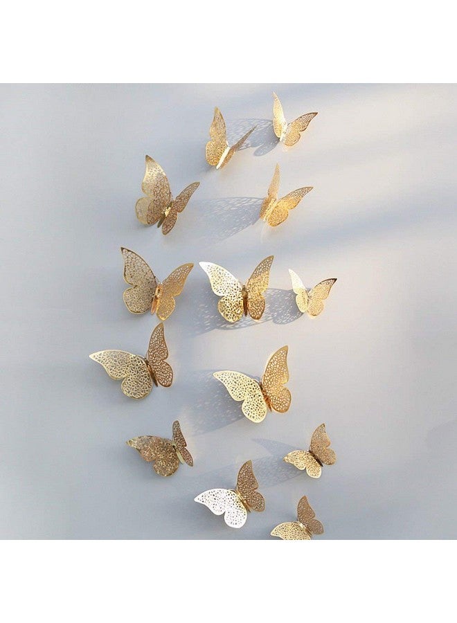Xtore® 12pcs 3D Home Decor Butterfly with Sticking Pad (Shimmer Golden, Set of 12) - Image 1