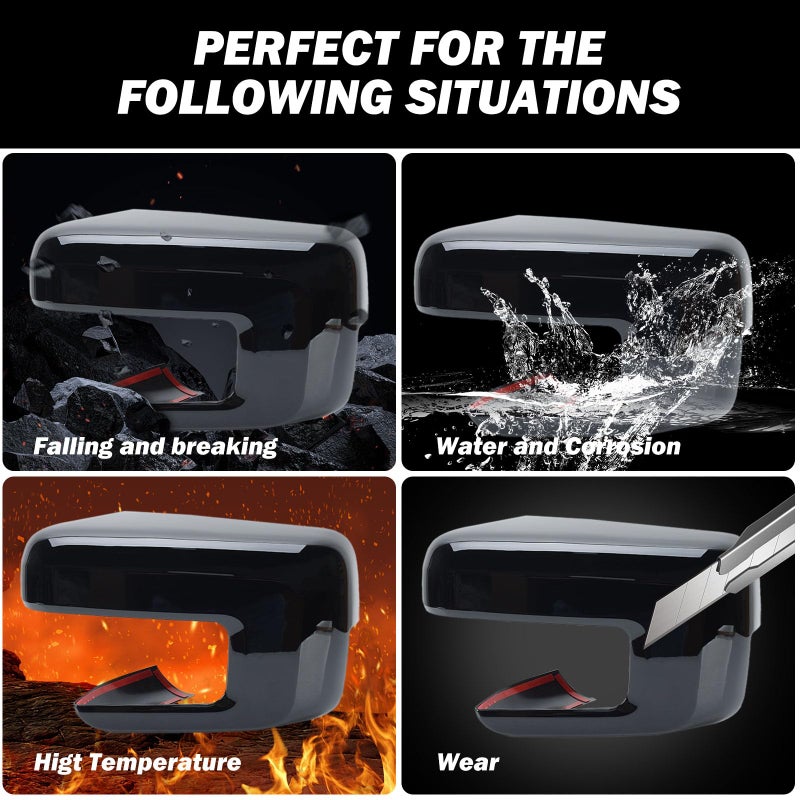 MOFOAP Replacement Side Mirror Cover Caps Compatible with 2021-2024 2025 Ford F150 F-150 Pickup Mirror Cap With Turn Signal Light (Black) Left and Right - Image 4