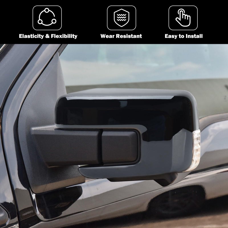 MOFOAP Replacement Side Mirror Cover Caps Compatible with 2021-2024 2025 Ford F150 F-150 Pickup Mirror Cap With Turn Signal Light (Black) Left and Right - Image 5