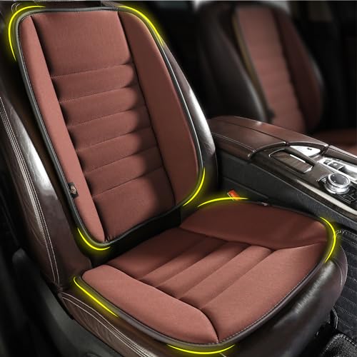 kingphenix Car Seat Cushion with Back Support Pillow: Enhanced Comfort Memory Foam Design for Pain Relief, Ideal for Drivers and Office Use - Ergonomic Lumbar Comfort for Long Sitting - Brown - Image 1