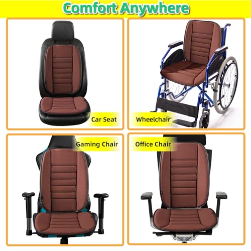 kingphenix Car Seat Cushion with Back Support Pillow: Enhanced Comfort Memory Foam Design for Pain Relief, Ideal for Drivers and Office Use - Ergonomic Lumbar Comfort for Long Sitting - Brown - Image 5