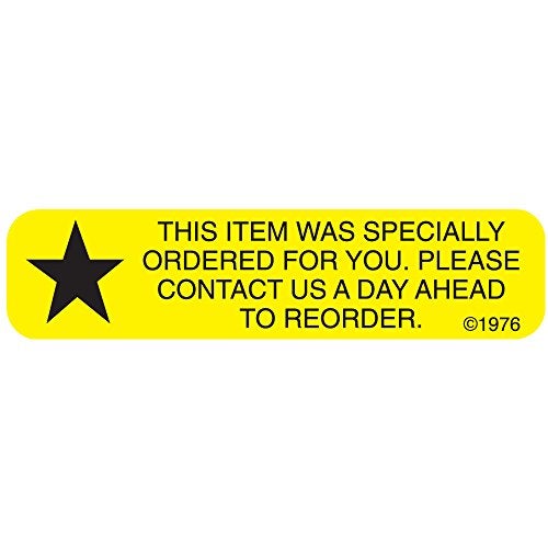 Pharmex 1-65G "Special Order for" Permanent Paper Label, 1 9/16" x 3/8", Yellow, Pack of 1000 - Image 1