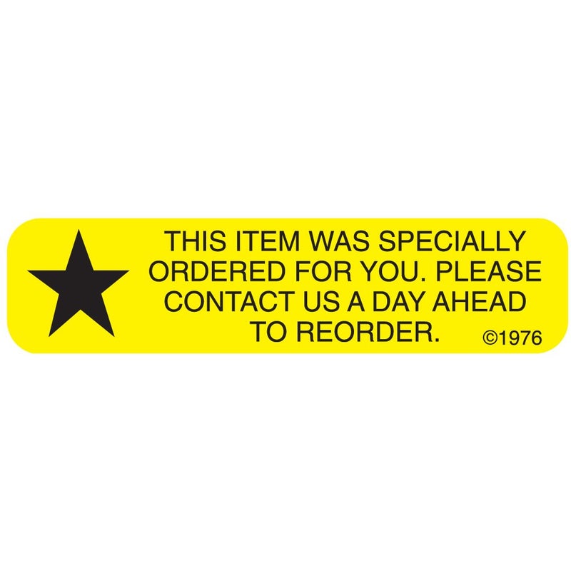 Pharmex 1-65G "Special Order for" Permanent Paper Label, 1 9/16" x 3/8", Yellow, Pack of 1000 - Image 3