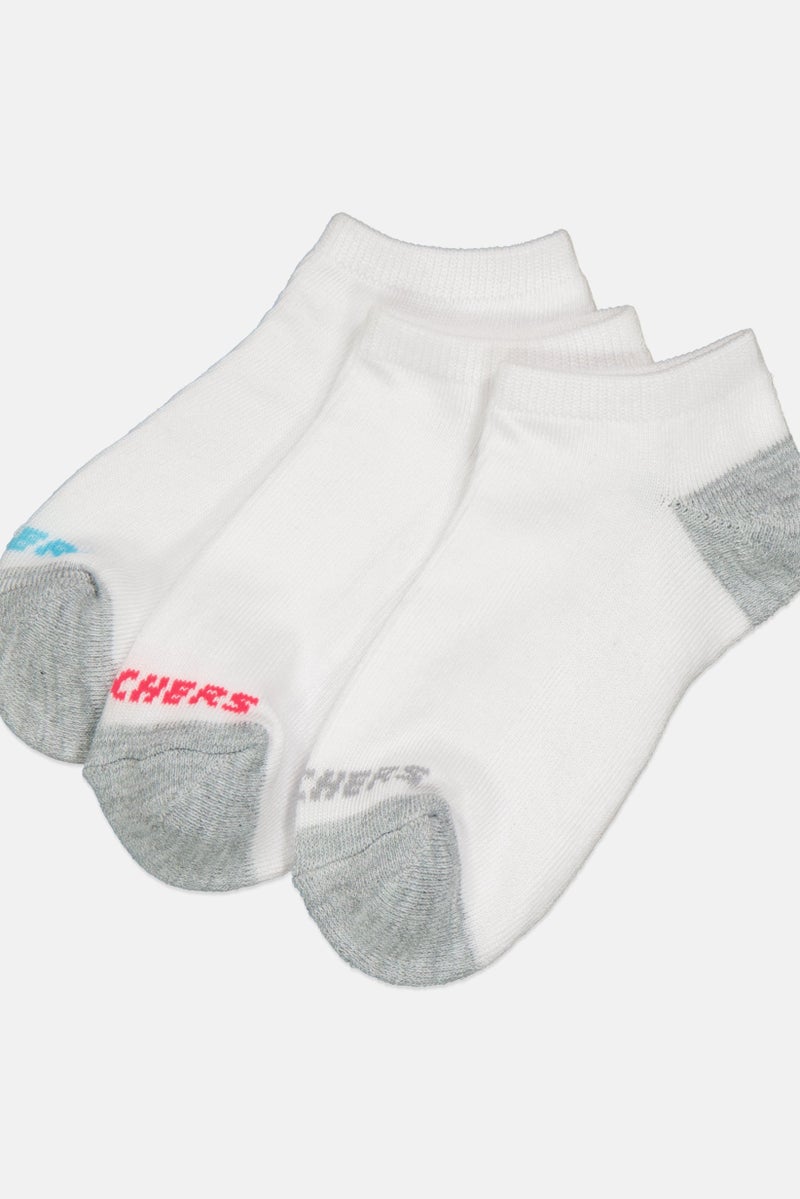 SKECHERS Kids Girl 10 Pairs Brand Logo No Show Socks, White  - Image 2
