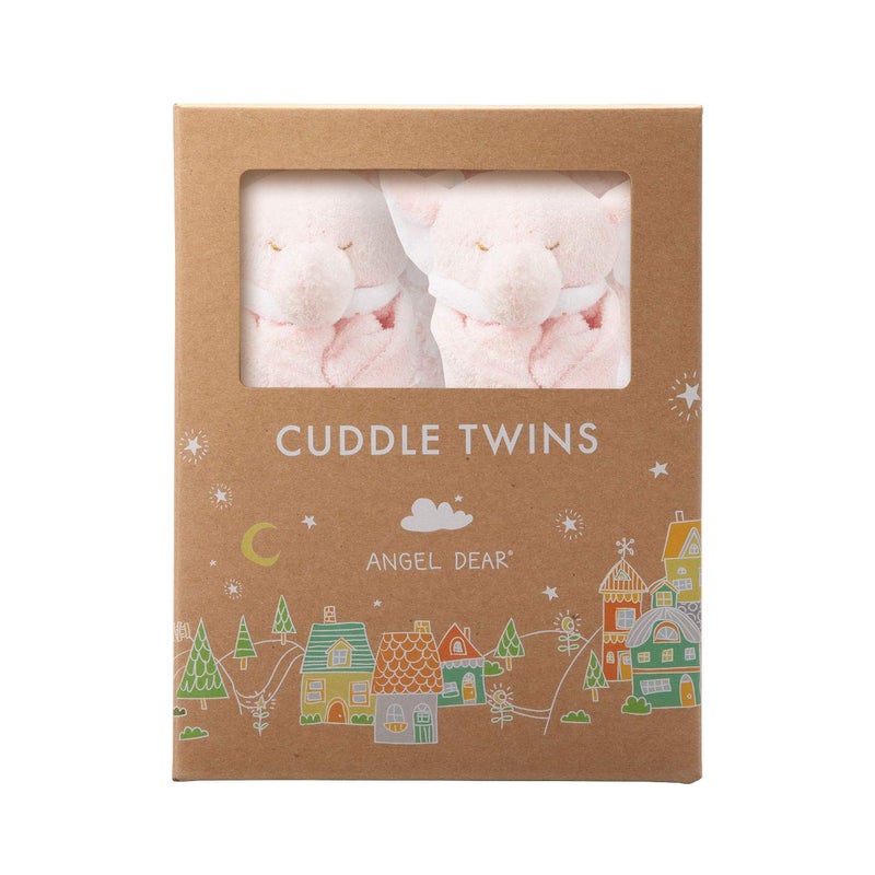 Angel Dear Pink Elephant Cuddle Twins Blankie Set