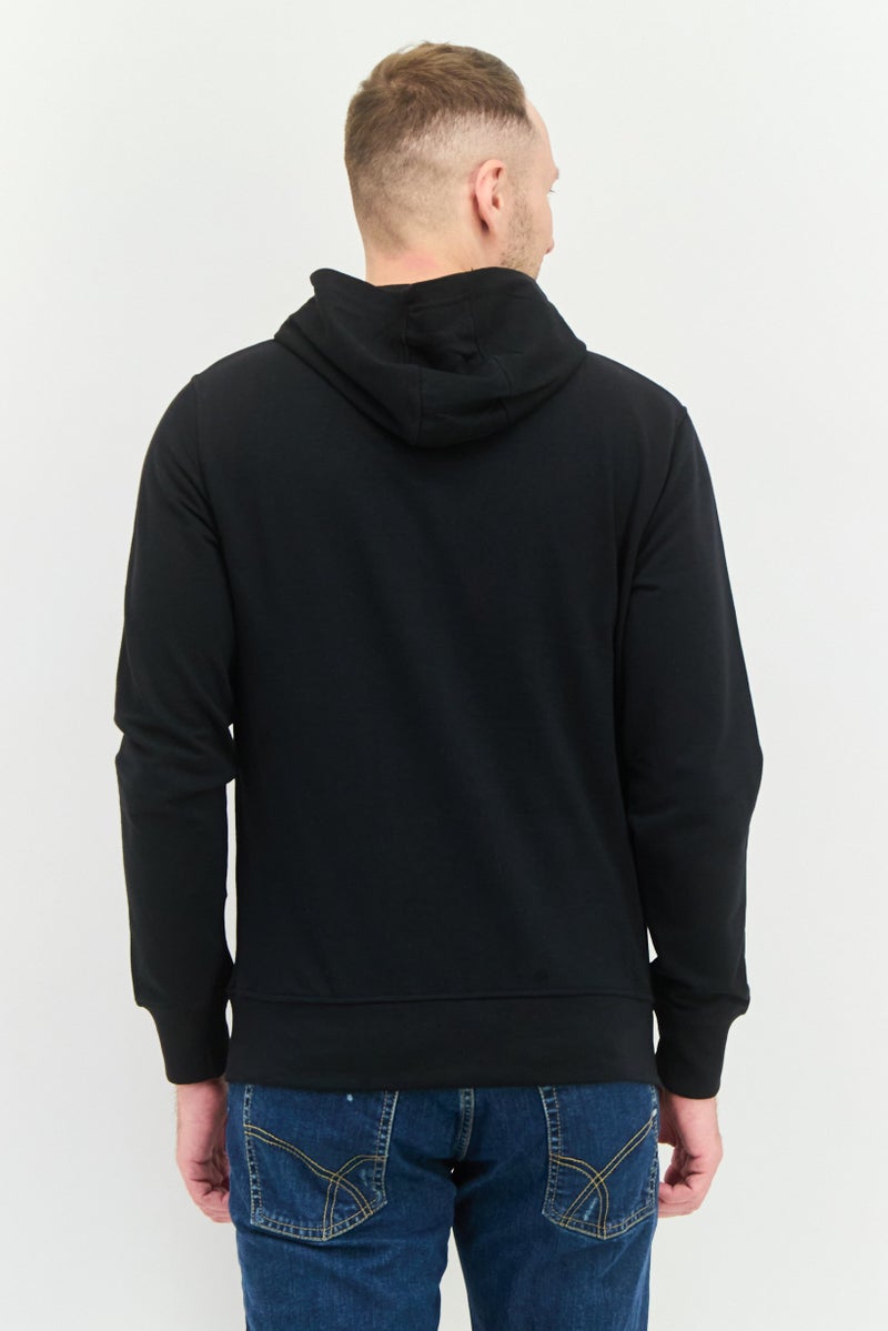 BRAVE SOUL Men Hooded Plain Long Sleeve Sweatshirt, Black  - Image 4