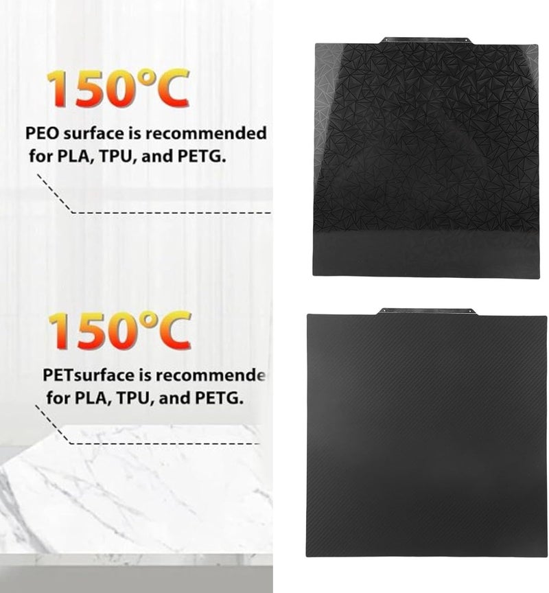 Hilitand Upgraded 350x350mm PEO PET Sheet, Double Sided Coated Spring Steel Build Plate with Glossy PET and Textured PEO Surface, for 2.4 3D Printers - Image 3