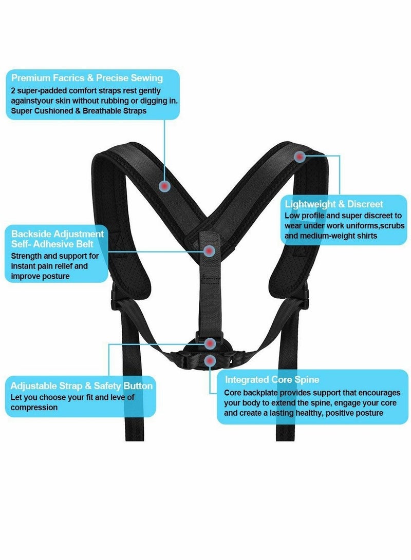KASTWAVE Back Posture Corrector Posture Brace for Women Men, Invisible Design Effective Comfortable Posture Support for Shoulder, Slouching, Upper Back Pain Relief (Black) - Image 4