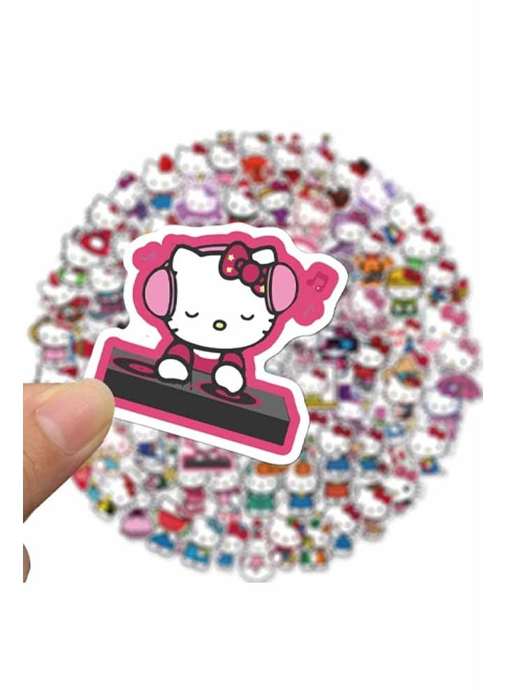 هالو كيتي مجموعة ملصقات هيلو كيتي مكونة من 200 قطعة، ملصقات بيضاء مقاومة للماء، مناسبة لأجهزة الكمبيوتر المحمول، زجاجات المياه، ألواح التزلج، حقائب السفر، ومصدات السيارات. ملصقات هيلو كيتي للبنات والأطفال والمراهقين. - Image 4