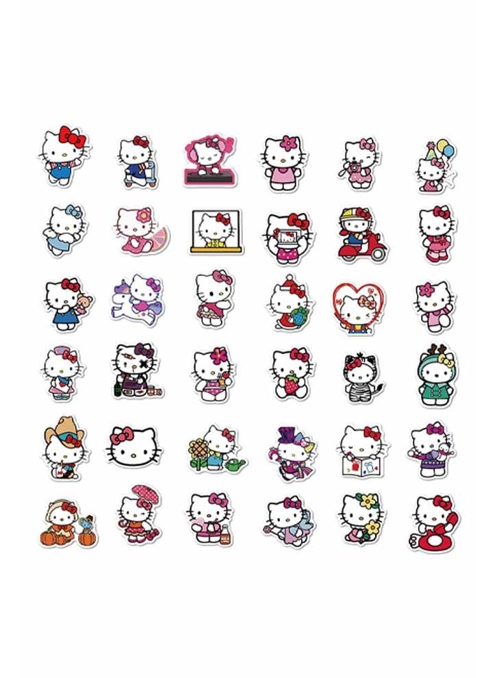 هالو كيتي مجموعة ملصقات هيلو كيتي مكونة من 200 قطعة، ملصقات بيضاء مقاومة للماء، مناسبة لأجهزة الكمبيوتر المحمول، زجاجات المياه، ألواح التزلج، حقائب السفر، ومصدات السيارات. ملصقات هيلو كيتي للبنات والأطفال والمراهقين. - Image 2