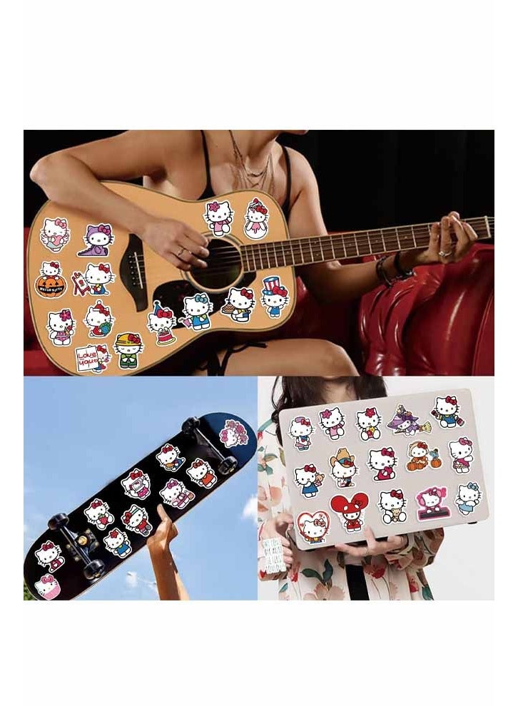هالو كيتي مجموعة ملصقات هيلو كيتي مكونة من 200 قطعة، ملصقات بيضاء مقاومة للماء، مناسبة لأجهزة الكمبيوتر المحمول، زجاجات المياه، ألواح التزلج، حقائب السفر، ومصدات السيارات. ملصقات هيلو كيتي للبنات والأطفال والمراهقين. - Image 5