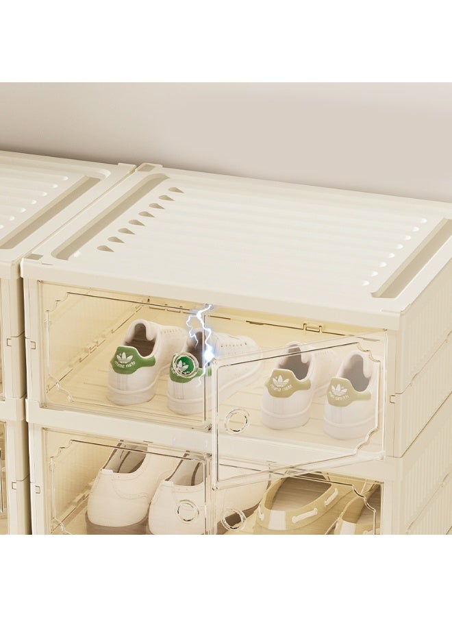 Noon East Pack of 6 - 1 Tall + 5 Short Sturdy Clear Shoe Storage Organizer, Stackable Boxes for Closet, Foldable Space-Saving Shoe Rack for Sneaker Boot Container - Image 3