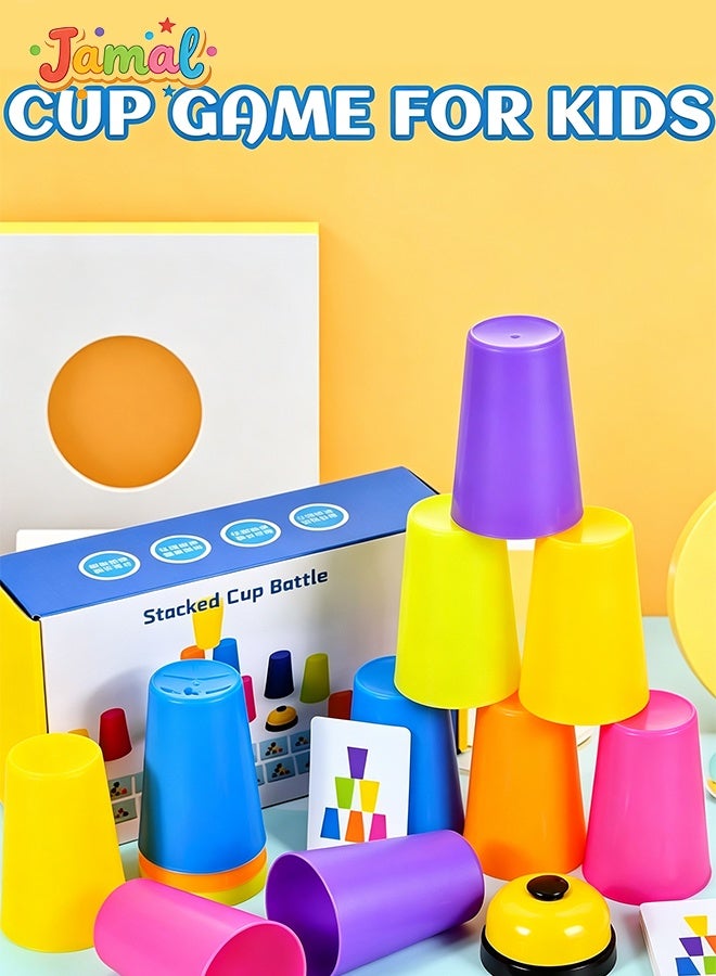 Jamal Stacking Cups Game For Kids - Set Includes 12 Cups, 50 Fun Challenging Cards, And Water Timer - Family Games For Kids And Adults, Indoor Recess Game For Classroom, Gifts For Boys And Girls - Image 2